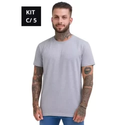 Kit 5 Camisetas Cinza Masculina 100% Algodão – Leve, Macia e Ideal para Qualquer Ocasião