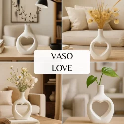 Vaso coração Love amor abstrato minimalista decorativo boho rustico moderno escritorio 20CM