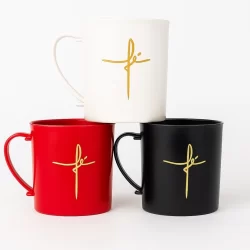 Kit 50 a 100 Canecas PLÁSTICAS FÉ 400ml lembrancinhas p/ presentear escola igreja chá Religião Culto
