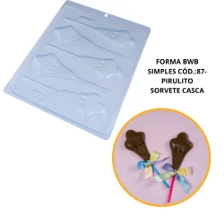 FORMA SIMPLES PIRULITO SORVETE CASCA CÓD.:87 - (C9) EM ACETATO BWB PARA BOMMBOM E DOCE DE CHOCOLATE E CONFEITARIA PÁSCOA
