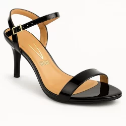 Sandália Vizzano Feminina Salto Baixo Fino Original 6524-102 Preto Verniz