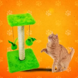 Arranhador Com Brinquedo Duplo Para Gatos Poste Sisal com Bolinha