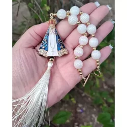 Dezena Terço Adorno Decorativo Retrovisor de Carro Rosário Nossa Senhora Aparecida