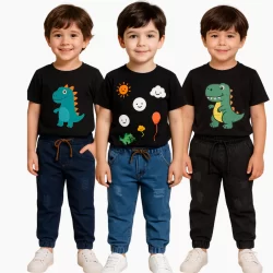 KIT 3 Calça Jogger Jeans Infantil Masculina Estilo e Conforto