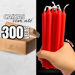 Vela Palito Coloridas Vermelha 16 cm Caixa de Velas 300 Unidades