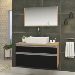 Conjunto Egito MDF gabinete para banheiro 60cm com cuba e espelheira