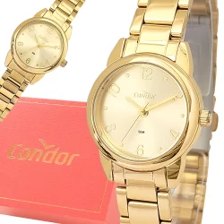 Relógio Feminino Condor Dourado Original Top 1 Ano Garantia