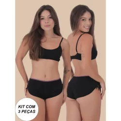 KIT 3 Calcinhas Shortinho de Algodão Bombom Moda Feminina Íntima
