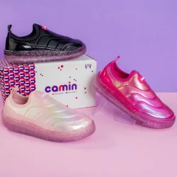 Tênis Infantil Led Criança Glitter Feminino Confortável Menina Promoção Original Camin
