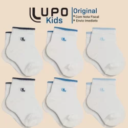 Pacote com 6 Pares Cano Curto Lupo Bebe Crianca Pacote Com Meias Infantil em Algodao