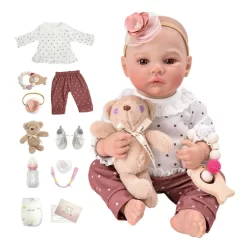 Brastoy Bebê Reborn Silicone Realista 48cm Menina Olho Castanho