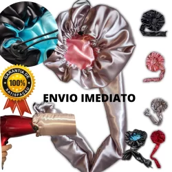 Touca Difusora De Cetim Dupla Face Anti-frizz. Com Elástico Para Regular Ideal Para Secagem De Cabelo!