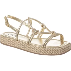 Sandalia Feminina GiGiL Flatform Rasteira Com Tiras Trançadas Nó Espadrille Confortável Papete