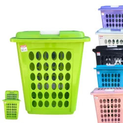 Cesto De Roupa Organizador Com Tampa 72 Litros Organizadores Lavanderia Multiuso