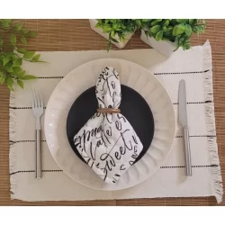 Jogo kit americano 7 peças BOHO mesa posta tear artesanal
