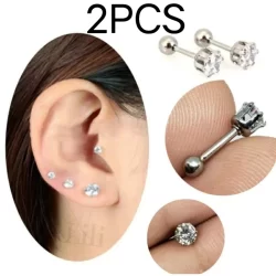 2 Piercing Tragus Cartilagem Ponto De Luz Zirconia Aço