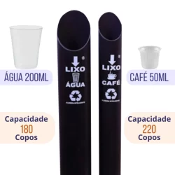 Lixeira Pvc Coletor Copo Descartável Duplo Água 200ml Café 50ml