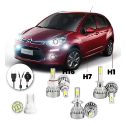 Lampadas Led Citroen C3 2013 A 2016 H16 H7 H7 20000lm