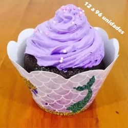 KIT Wrappers Saia Para Cupcake Doces Festa TEMA SEREIA 72.2