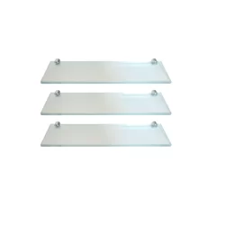 kit com 3 prateleiras em vidro 40 cm x 10 cm vidro de 6mm. .