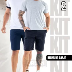 Kit 2 Bermudas Masculinas Sarja Urban Zone Jeans Slim Esporte Fino Casual