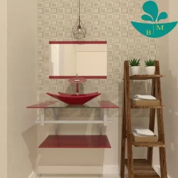 GABINETE DE VIDRO SAN MARINO 60CM AC VERMELHO CEREJA