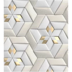 Papel De Parede 3d Adesivo Para Decoração Geométrico Em Tons De Amarelo E Branco
