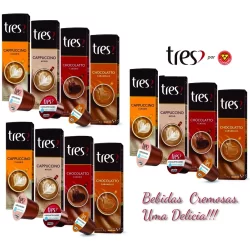 100 Capsulas Tres Corações - Kit Sabores à Sua Escolha - Cafés Espressos ou Bebidas Cremosas ou Chás