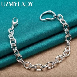 925 Sterling Silver Charme Coração Pingente De Corrente Pulseira Para A Mulher Festa De Noivado Casamento Moda Jóias