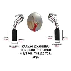 Escova Carvão Lixadeira, Cortador Parede Thabor 4.1/2p Tc31 2pcs