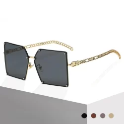 Nova Moda Óculos De Sol Big Square Chain Street Shooting Sunglasses Rivets Sem Moldura