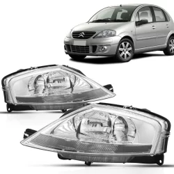 Farol Citroen C3 2003 2004 2005 2006 2007 2008 2009 2010 Foco Duplo Cromado