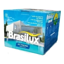 Kit Tinta P/ Piscina Azul Pu Fibra  Brasilux 2,7l+0,9l+0,9l