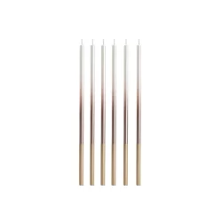 Vela Palito Gigante Dégradé Pérola com Rose Gold 15 cm - 1 unidade Pct. c/ 6 unds. - Silver - Rizzo