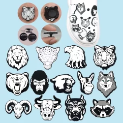1 Peça Amuletos De Sapato Tigre Águia Raposa Leão Gorila Jibbit Acessórios De PVC