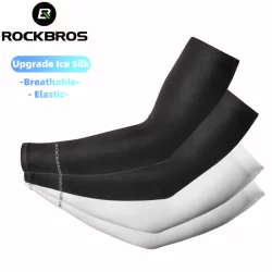 Rockbros Manguito Ciclismo Protecção Solar UV50+ Ice Silk Frio Respirável 2-Cors Preto/Branco