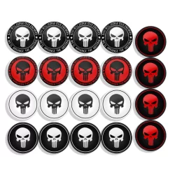 Decoração De Carro 4pcs 56mm Logotipo Do Crânio Tampa Cubo Da Roda Adesivo De Alumínio Para Acessórios De Estilo Universal Carros