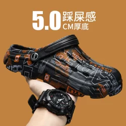 Sapatos De Caverna De Fundo Grosso Para O Verão Masculinos De Fora Usam 2023 Novas Sandálias De Praia Antiderrapantes