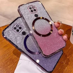 Caixa De Moto G9 G9 PLAY Plating glitter Com Sucção Magnética E Lente anti-Queda Para Cobertura Total