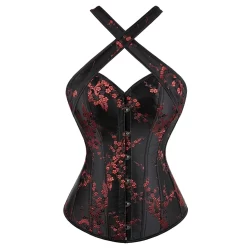 Espartilho Overbust Com Alças Para Mulheres Floral Renascentista Bodice Topo Plus Size