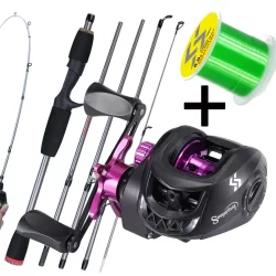 Sougayilang 1.8M Linha Completa De Carretel De Pesca Com Cana Alta Velocidade 7.2 : 1 Relação Engrenagem Max Drag 20KG