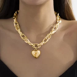Novo Aço Inoxidável Amor Coração Colar Para Mulheres Na Moda Lábio Corrente Simples Pingente Vintage Hip Hop Jóias