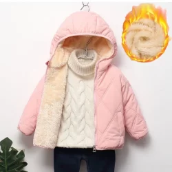 Casacos De Inverno Para Crianças Espessos Meninas Lã De Cordeiro Mais Veludo Roupas 1-6 Anos Meninos Algodão Acolchoado