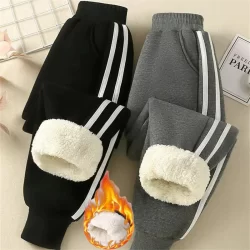 Meninos Calças Espessas Almofadadas De Inverno Outono Big Kids Plus Quentes De Veludo Longas De Algodão Para Crianças Casuais 3-10 Anos