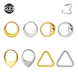 G23 Titanium Moon Septo Piercing Nariz Anel 16G Segmento Articulado Clicker Daith Brinco