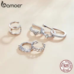 Brincos De Prata Esterlina 925 Bamoer Clipe 1 Peça Joias Simples De Cor Dourada Para Mulheres