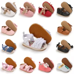 Adoráveis Sapatos Mary Jane Com Laço Para Bebês Meninas-Sola Plana Leve , Antiderrapante E Macia Caminhada Interna/Exter