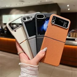 Para Samsung Galaxy Z Flip 3 4 5 6 Pele De Couro Fino Capa TPU Macia