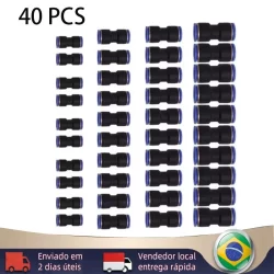 [BR Envio Imediato] Kit Com 40 Uniãos Retas Para Alteração 06mm , 08mm , 10mm E 12mm Conector Pneumático PU/PG Component