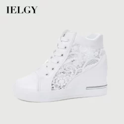 Tênis De Altura Interna Coreano Estilo IELGY Versão Coréia Feminino De Renda Oca Com E Respirável